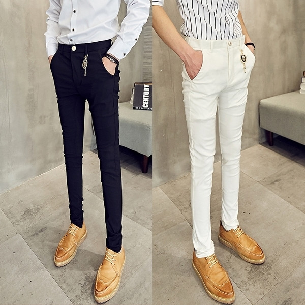 Κομψά ανδρικά παντελόνια  σε μαύρο και άσπρο - Λεπτό μοντέλο