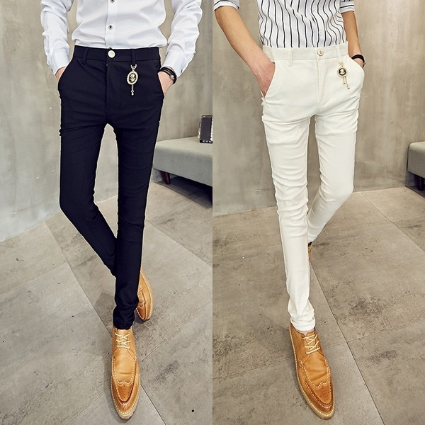 Κομψά ανδρικά παντελόνια  σε μαύρο και άσπρο - Λεπτό μοντέλο