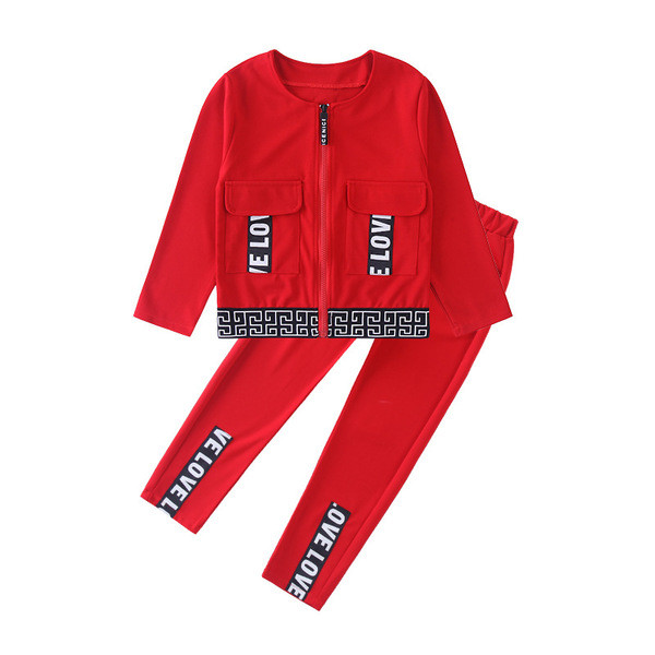 Set copii pentru fete inclusiv - top cu maneci lungi si fermoar + fund lung - trei culori