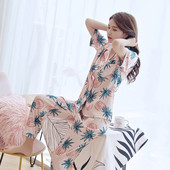 Κυρίες πιτζάμες με εφαρμογή από δύο κομμάτια ανανά - μακρύ μανίκι + μπλούζα με κουμπιά και κοντά μανίκια - δύο χρώματα