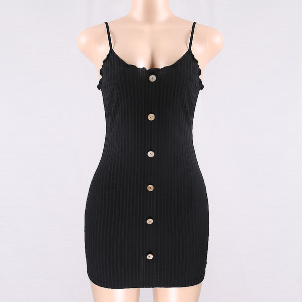 Γυναικείο φόρεμα με V-neckline και λεπτές λωρίδες σε μαύρο χρώμα