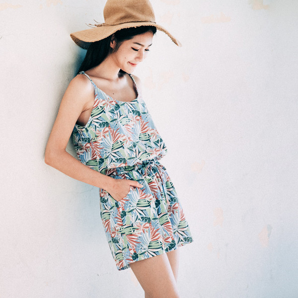 Salopeta de dama cu motive florale in doua culori cu talie inalta