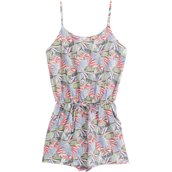 Salopeta de dama cu motive florale in doua culori cu talie inalta