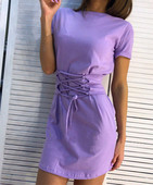 Μοντέρνο φόρεμα κυρία με κοντό μανίκι και διάφορα χρώματα