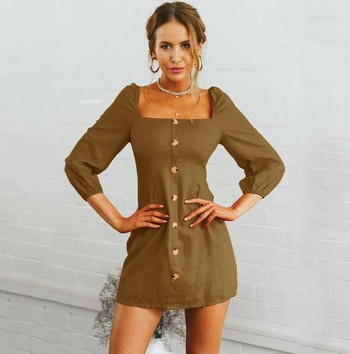 Γυναικείο φόρεμα με μανίκι με διακοσμητικά κουμπιά σε διάφορα χρώματα