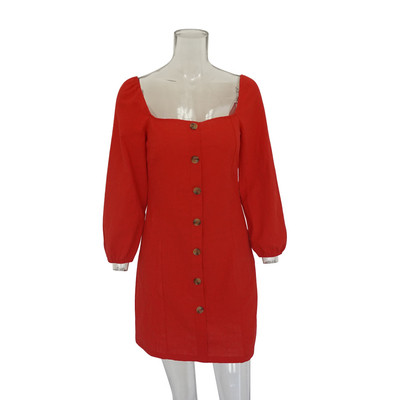 Γυναικείο φόρεμα με μανίκι με διακοσμητικά κουμπιά σε διάφορα χρώματα