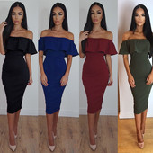 Rochie elegantă de damă cu mâneci căzute în mai multe culori