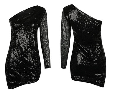 Απαλό φόρεμα κυρίες με ένα μανίκι σε κόκκινο και μαύρο χρώμα