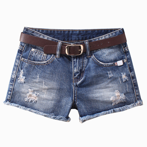 Дамски къси дънкови панталони с колан в няколко цвята