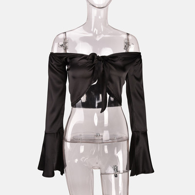 Γυναικεία κοντή μπλούζα με μακριά μανίκι σε διάφορα χρώματα