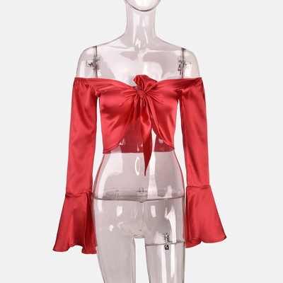 Γυναικεία κοντή μπλούζα με μακριά μανίκι σε διάφορα χρώματα