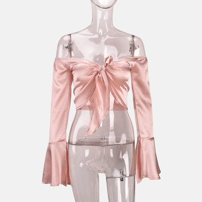 Γυναικεία κοντή μπλούζα με μακριά μανίκι σε διάφορα χρώματα