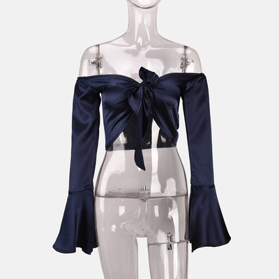 Γυναικεία κοντή μπλούζα με μακριά μανίκι σε διάφορα χρώματα