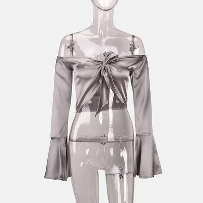 Γυναικεία κοντή μπλούζα με μακριά μανίκι σε διάφορα χρώματα