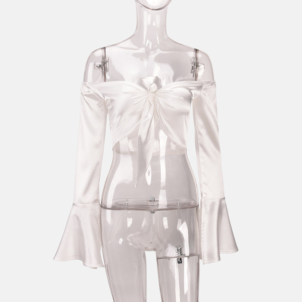 Γυναικεία κοντή μπλούζα με μακριά μανίκι σε διάφορα χρώματα