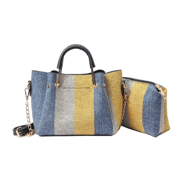 Geanta de mana mica colorata cu geanta de voiaj si lant