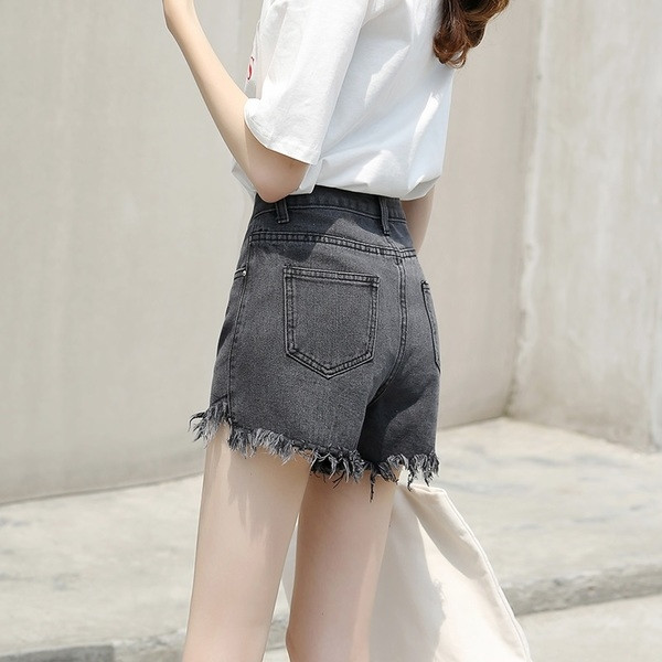 Pantaloni scurți de damă cu talie înaltă și motive rupte - mai multe culori