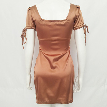 Σύγχρονη σατέν φόρεμα κυρίες σε δύο χρώματα