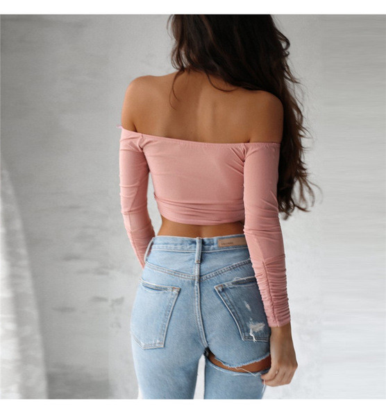 Top de damă cu mâneci lungi în roz și negru