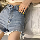 Дамски къси дънкови панталони с висока талия - Slim модел