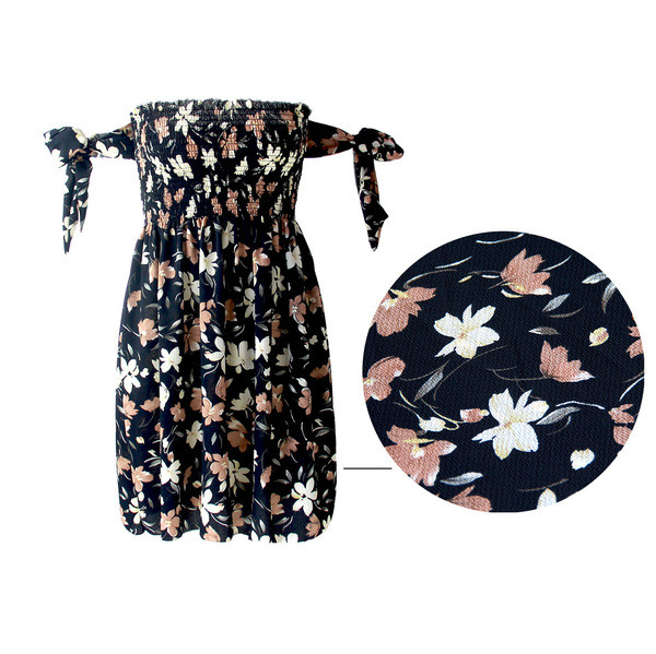 Σύγχρονη κυρία φόρεμα βραχύ μοντέλο με floral μοτίβα σε διάφορα χρώματα