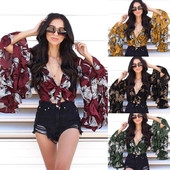 Γυναικεία μπλε μπλούζα με φαρδιά μανίκια σε διάφορα χρώματα