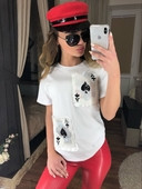 Γυναικεία μπλούζα με κοντό μανίκι και πούλιες