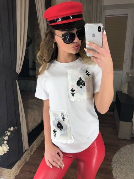 Γυναικεία μπλούζα με κοντό μανίκι και πούλιες