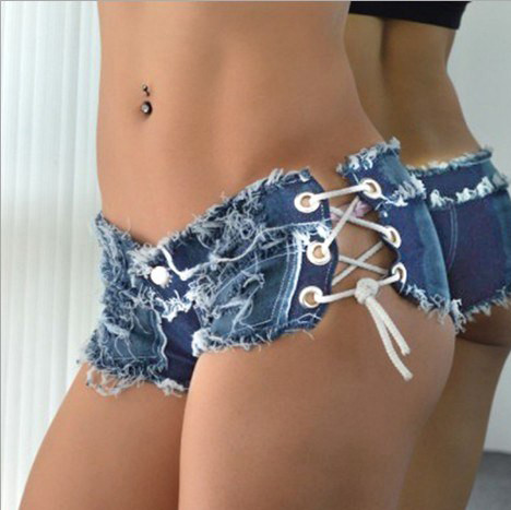 Къси дънкови панталони със странични връзки