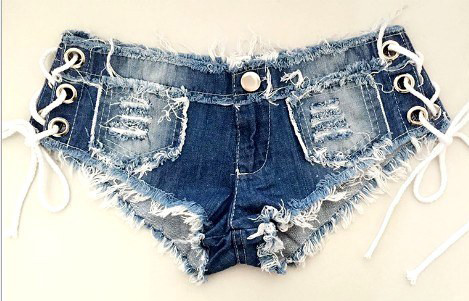 Къси дънкови панталони със странични връзки
