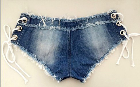 Къси дънкови панталони със странични връзки