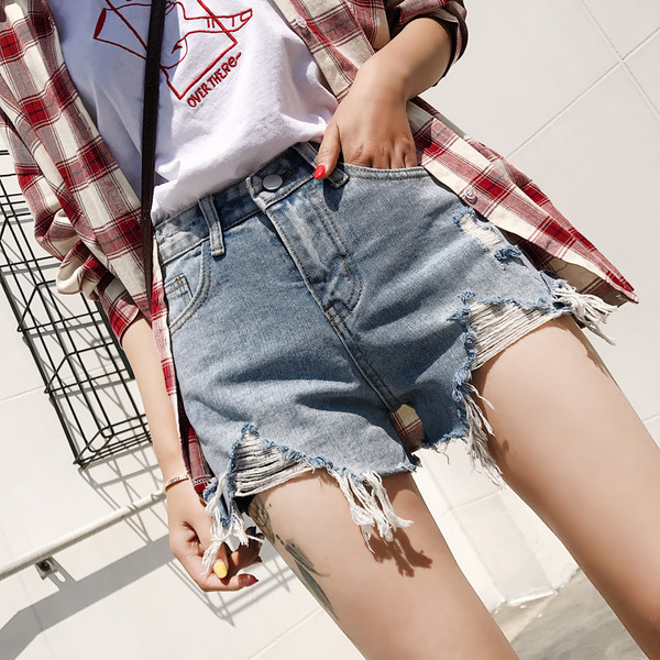 Γυναικεία σχισμένα τζιν υψηλής μέσης, κατάλληλα για καθημερινή ζωή