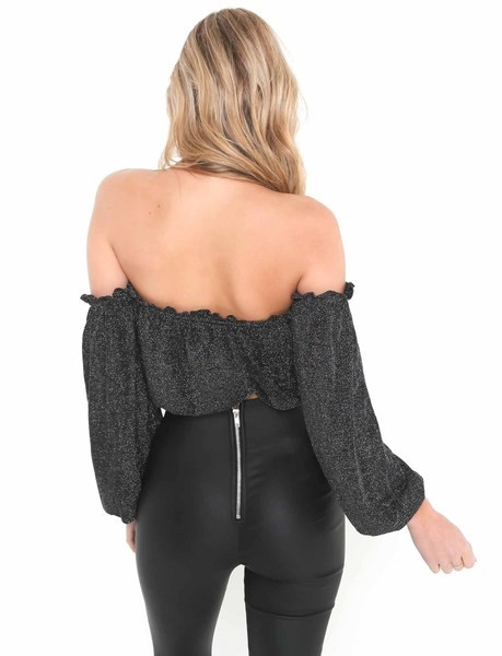 Κομψή κυρία μπλούζα με πεσμένα μανίκια