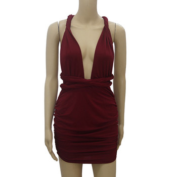 Σέξυ φόρεμα με κοντό μανίκι με ντεκολτέ σε σχήμα V σε δύο χρώματα