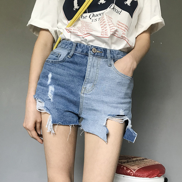 Pantaloni scurți din denim de damă cu talie înaltă