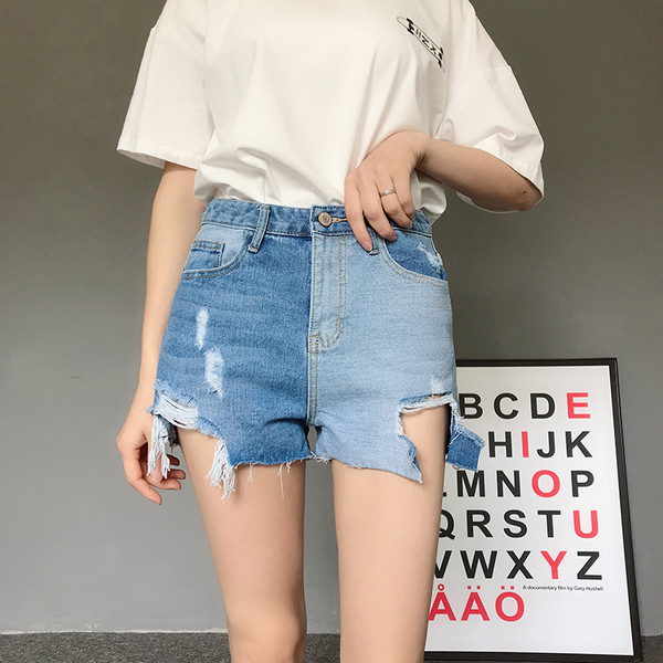 Pantaloni scurți din denim de damă cu talie înaltă