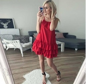 Rochie de dama de vara croiala model in alb si rosu