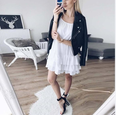 Rochie de dama de vara croiala model in alb si rosu