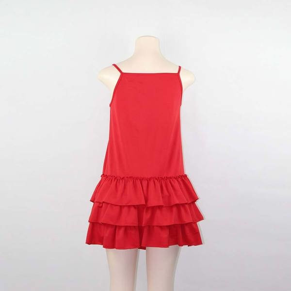 Rochie de dama de vara croiala model in alb si rosu