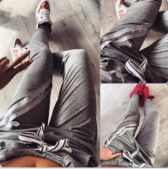 Trening de dama de culoare gri cu decor cu fermoar