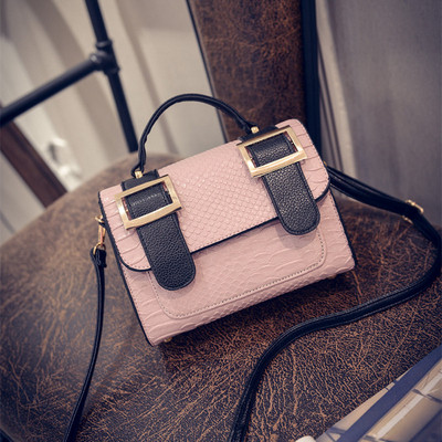 Κομψή τσάντα κυρίες σε γκρι και ροζ χρώμα