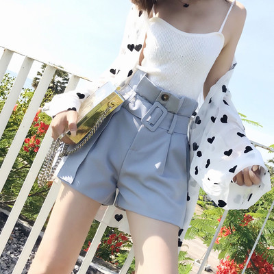 Елегантни къси дамски панталони с висока талия в два цвята