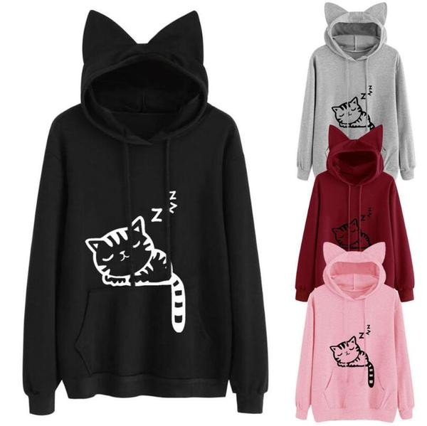 Hanorac zilnic de damă cu glugă și inscripție