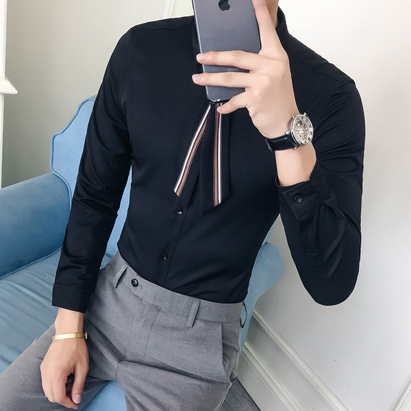 Cămașă modernă pentru bărbați cu mâneci lungi - model Slim