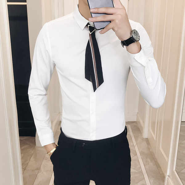 Cămașă modernă pentru bărbați cu mâneci lungi - model Slim