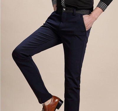 Pantaloni stilați pentru bărbați, cu talie înaltă, în culori închise