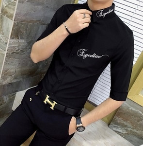 Cămașă stilată pentru bărbați cu mâneci 3/4 - model Slim