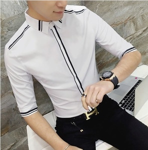 Cămașă stilată pentru bărbați cu mâneci 3/4 - model Slim