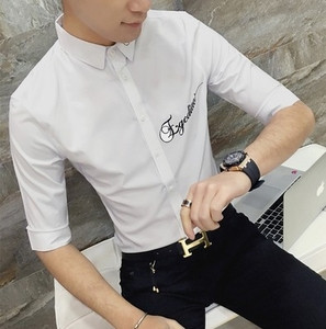 Cămașă stilată pentru bărbați cu mâneci 3/4 - model Slim