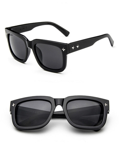 Γυαλιά ηλίου με τετράγωνο σχήμα και μεταλλική διακόσμηση σε τρία χρώματα